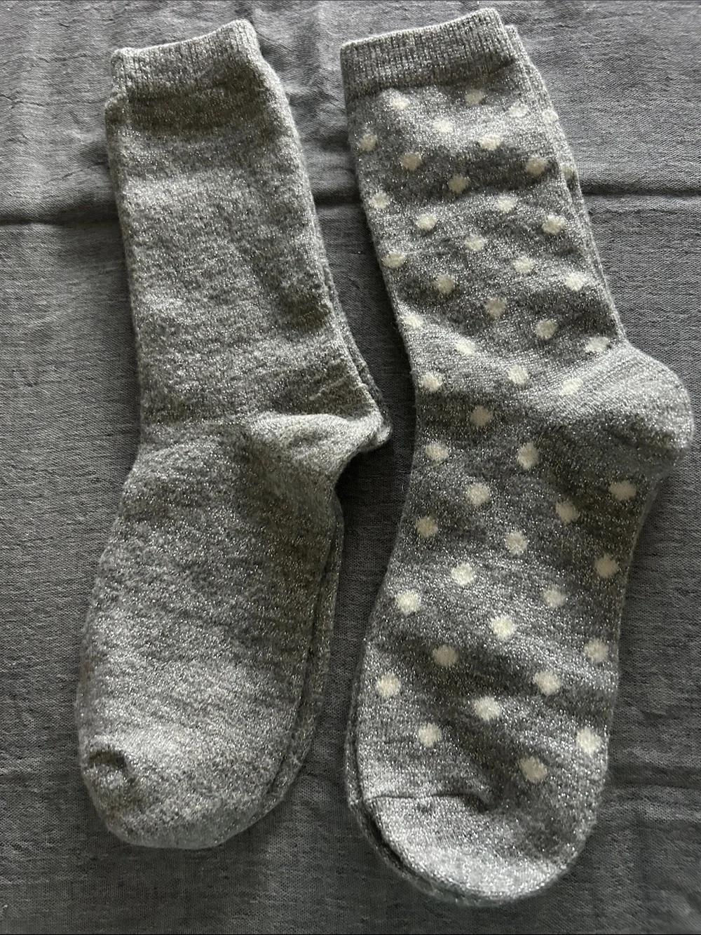 kate spade Gray Crew Socks – Solid and Polka Dot Pair